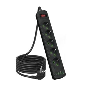 Pagarinātājs (rozetes bloks) ar 4K Wi-Fi slēpto kameru, 3× USB, Type-C